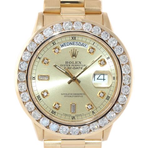 gold rolex president diamond bezel